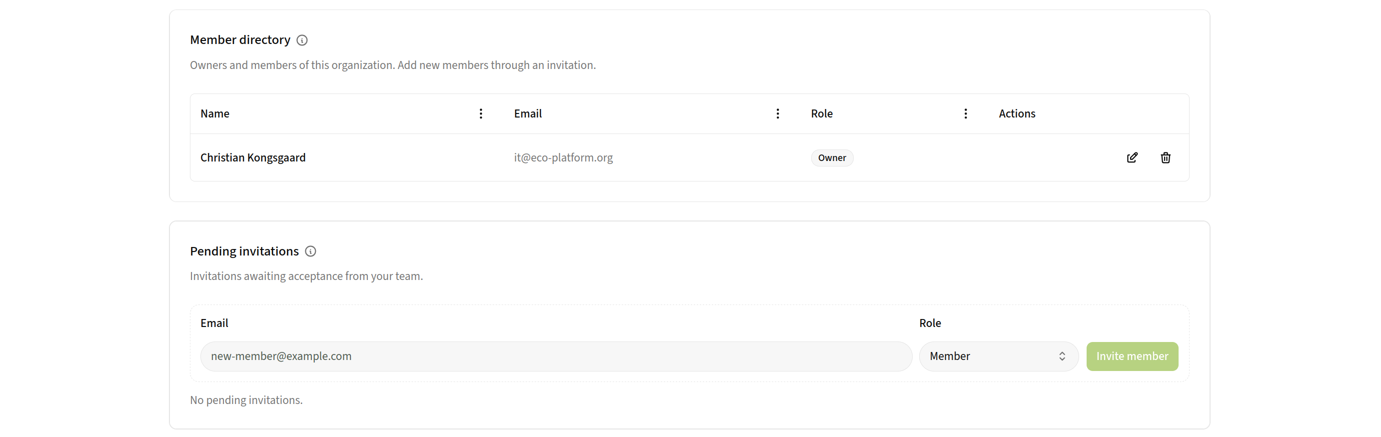 pending invitations